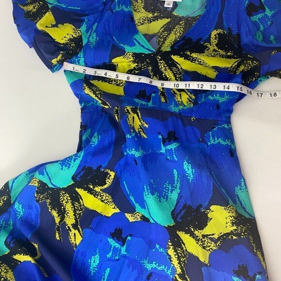 Floral Christopher John Rogers Dress for Target Pattern Blue Yellow - Sz 0 Twee - Picture 7 of 8